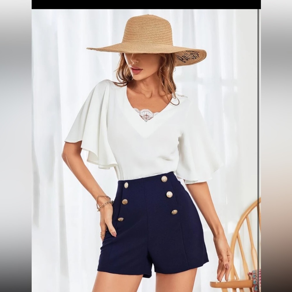 High Waist Fake Button Shorts by
Shein